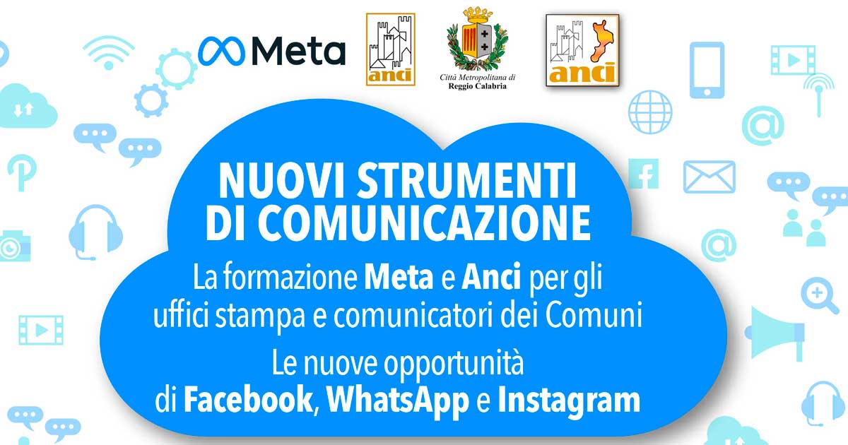 Immagine relativa alla notizia Evento formativo di Anci e Meta, con il supporto della Città Metropolitana, su comunicazione e social media